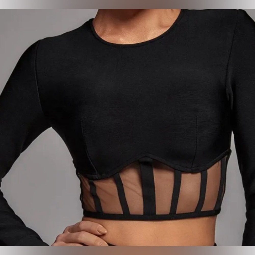 Mesh long sleeve top
